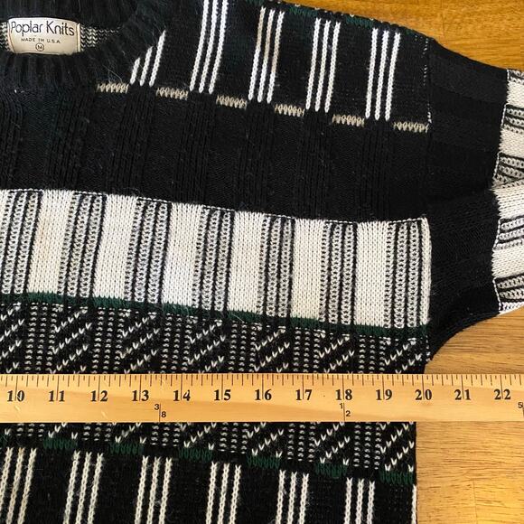 Vintage Poplar Knits Women's Abstract Striped Knit Sweater Medium Made in USA - Picture 11 of 12